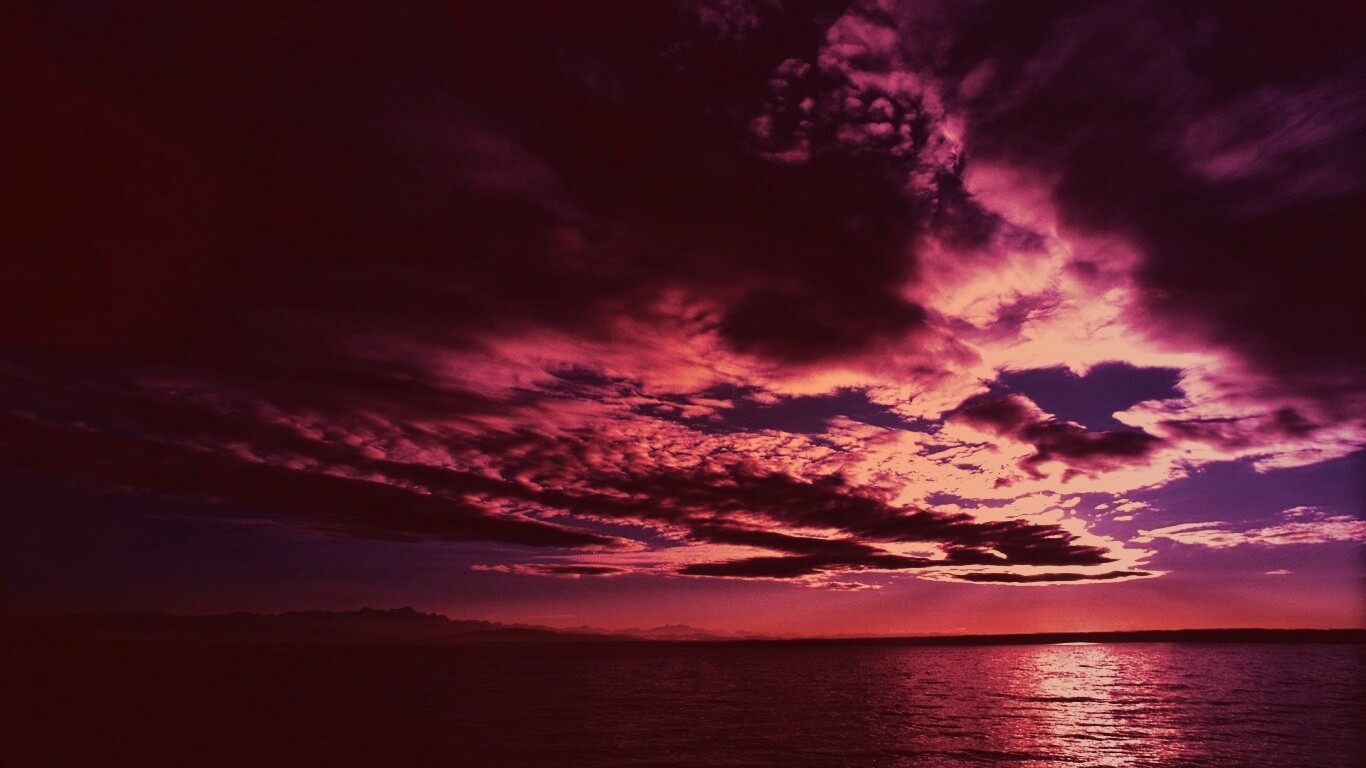 Фиолетовое закатное небо обои