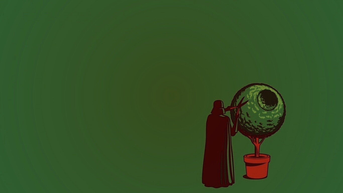 Дарт Вейдер постригает куст обои