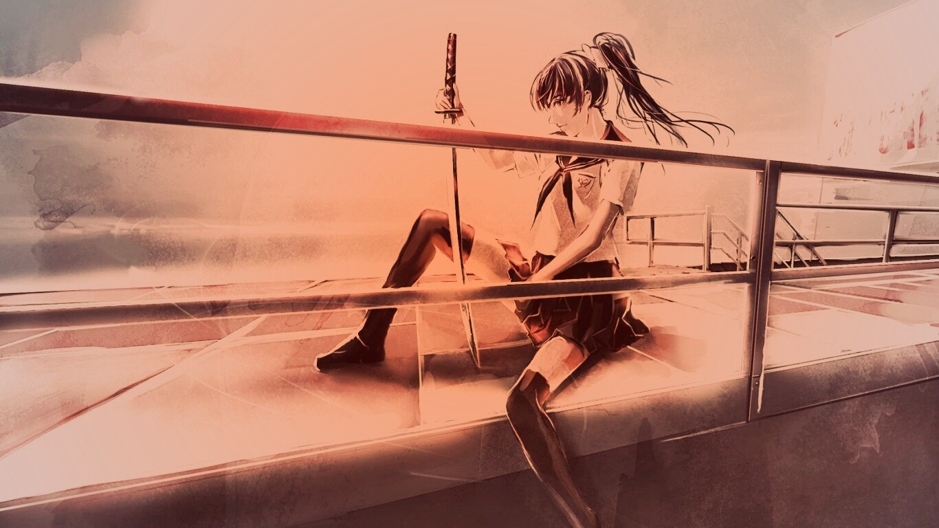 С катаной в руке обои