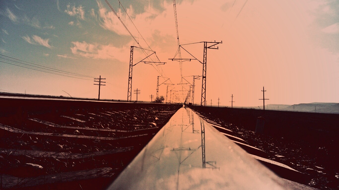 Отражение в рельсе обои