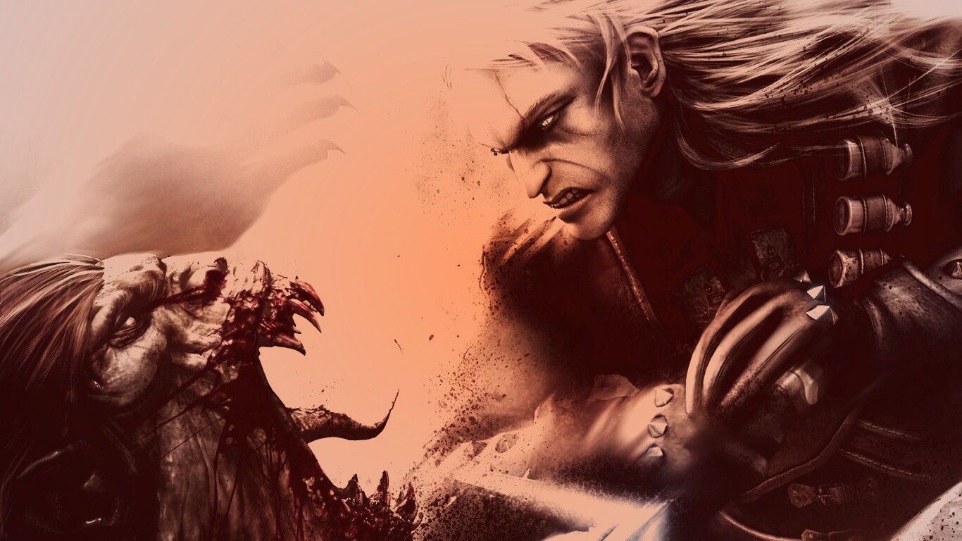 Ведьмак против  стрыги обои