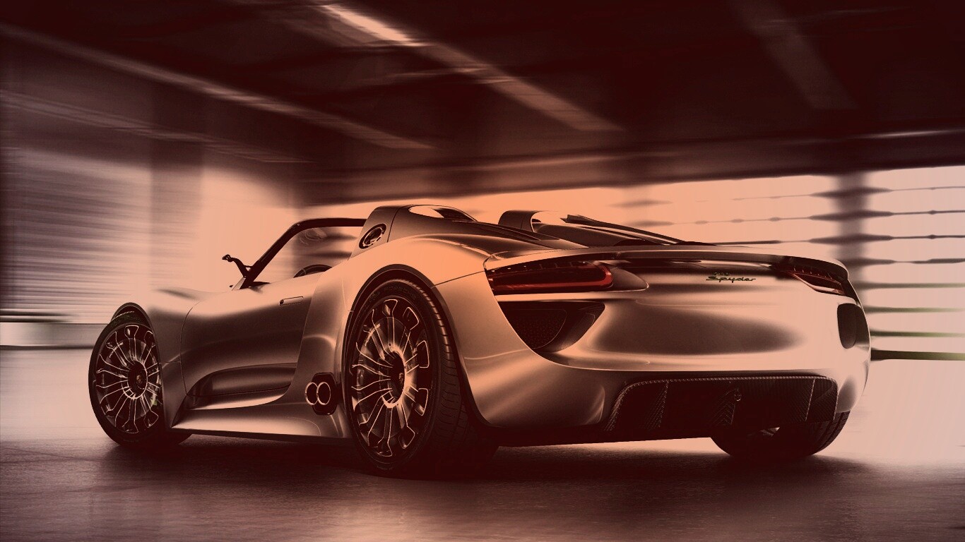 Porsche 918 Spider вид сзади обои