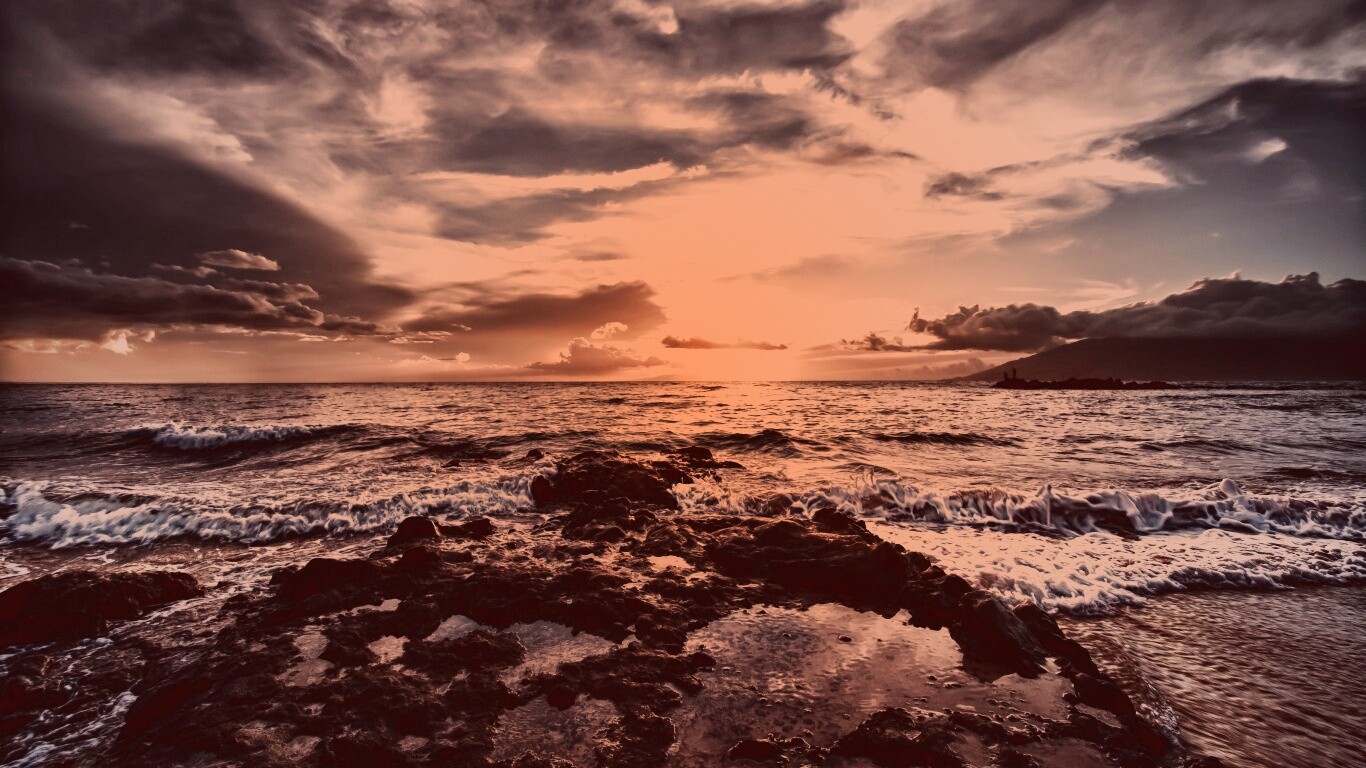 Закат на море обои