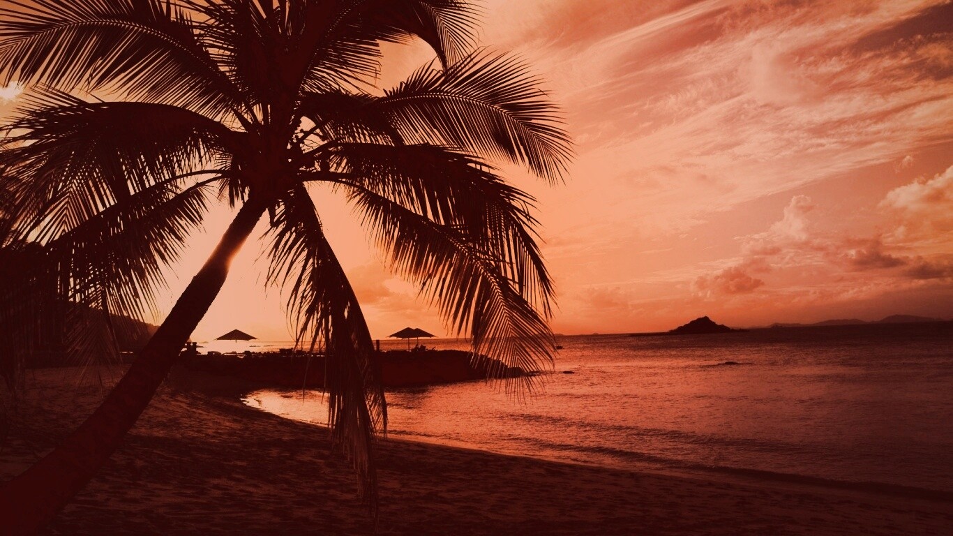 Пляж на закате обои