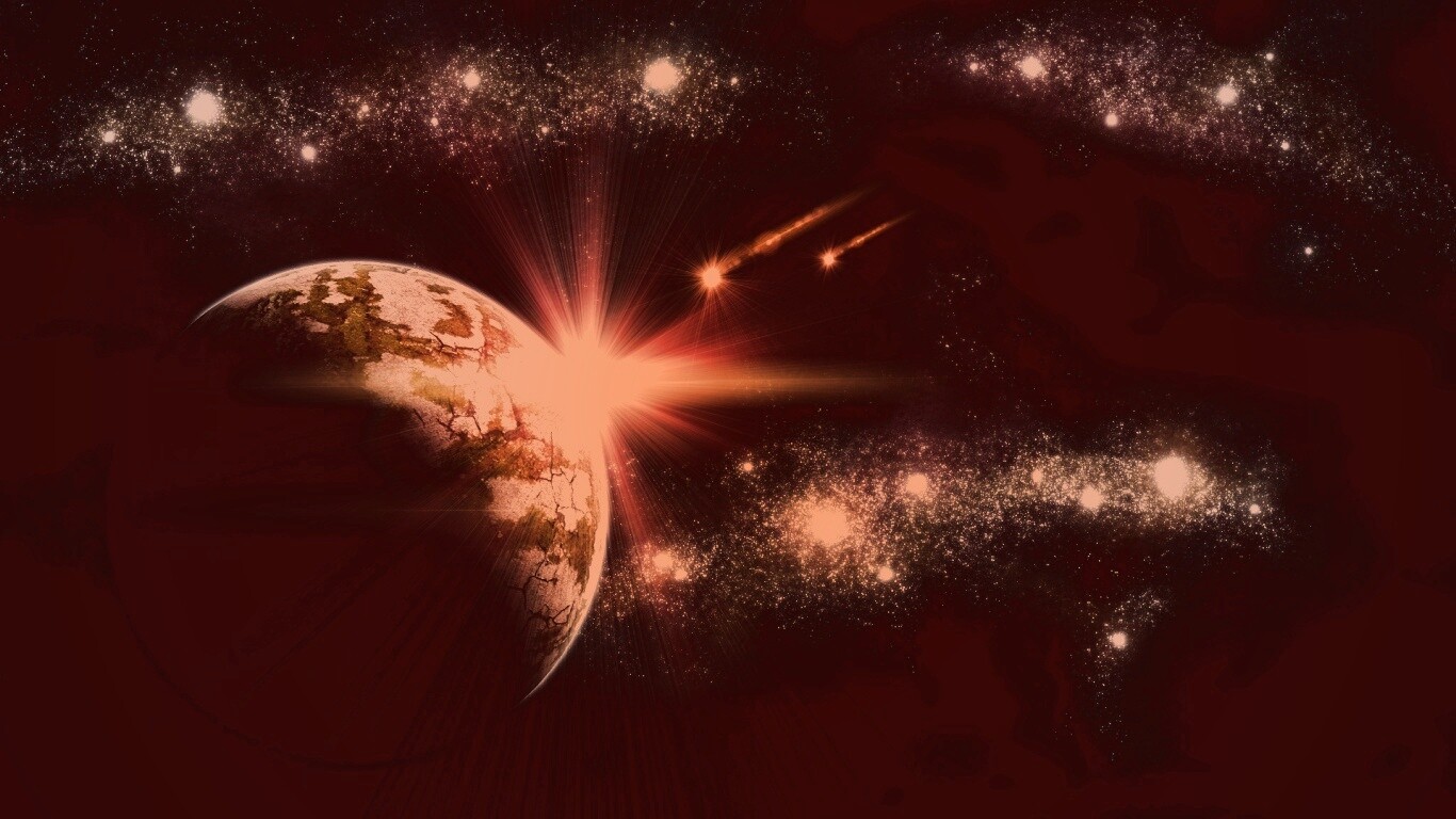 Кометы пролетают вблизи планеты обои