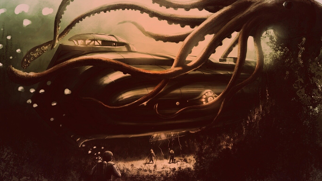 Наутилус в плену щупалец обои