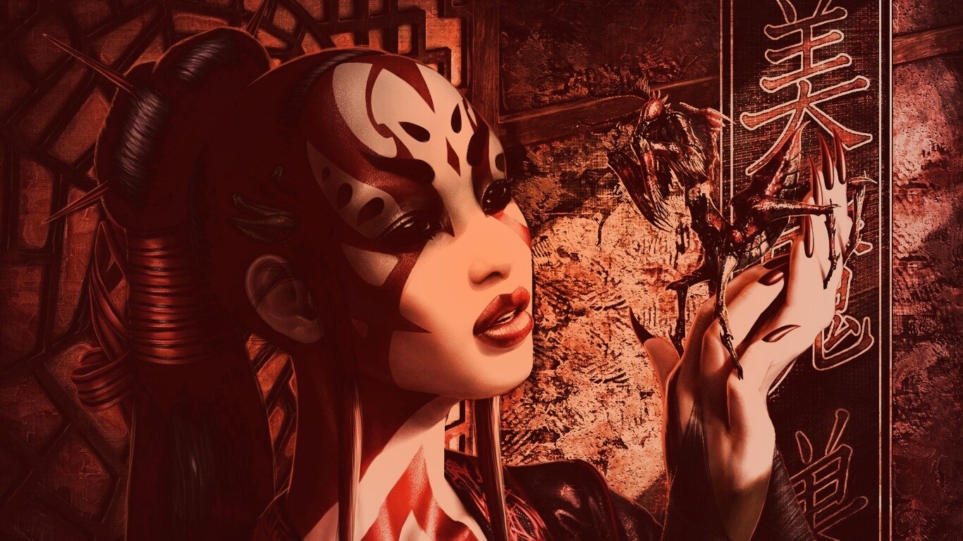 Девушка и богомол обои