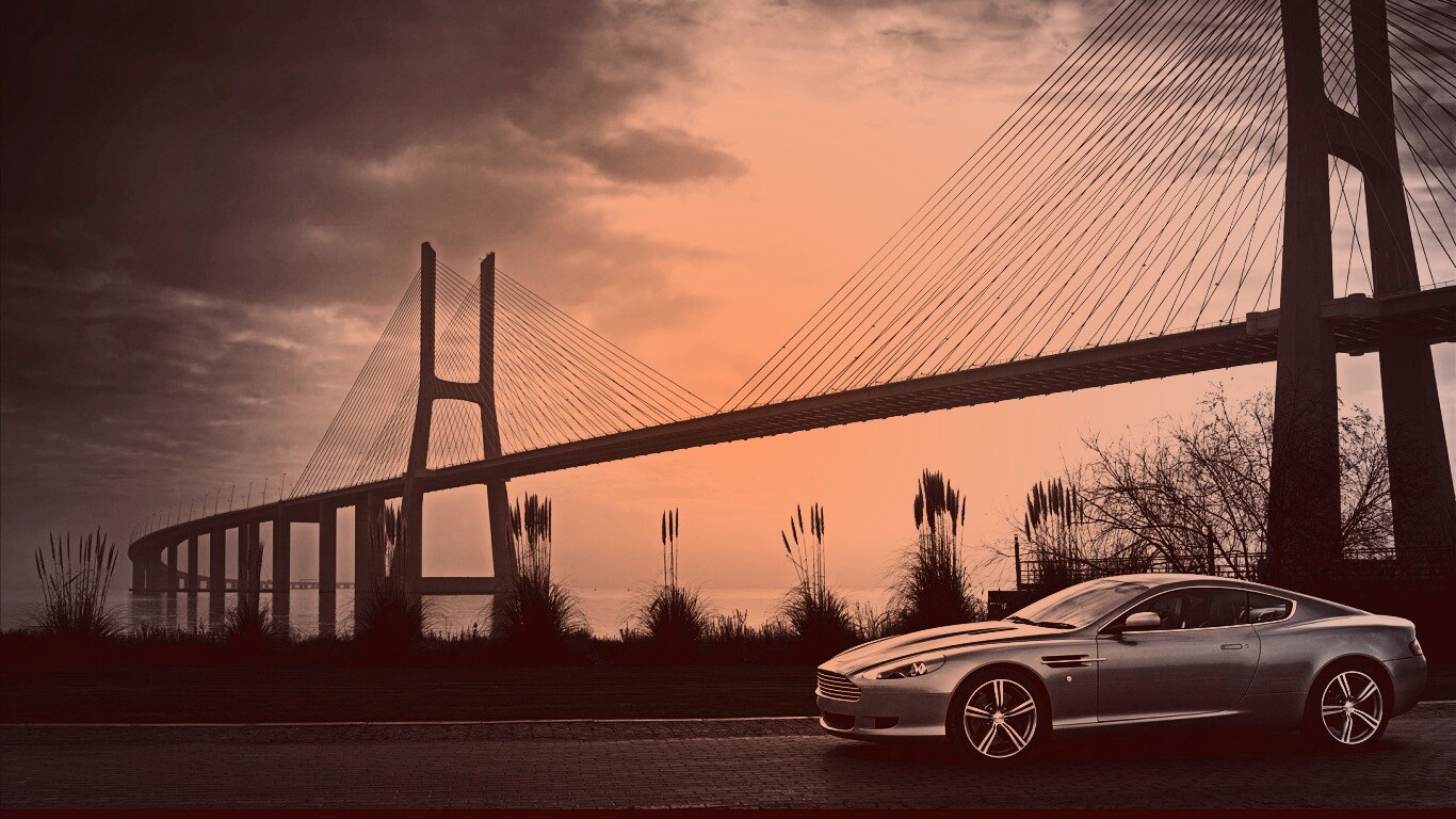 Aston Martin на фоне моста обои