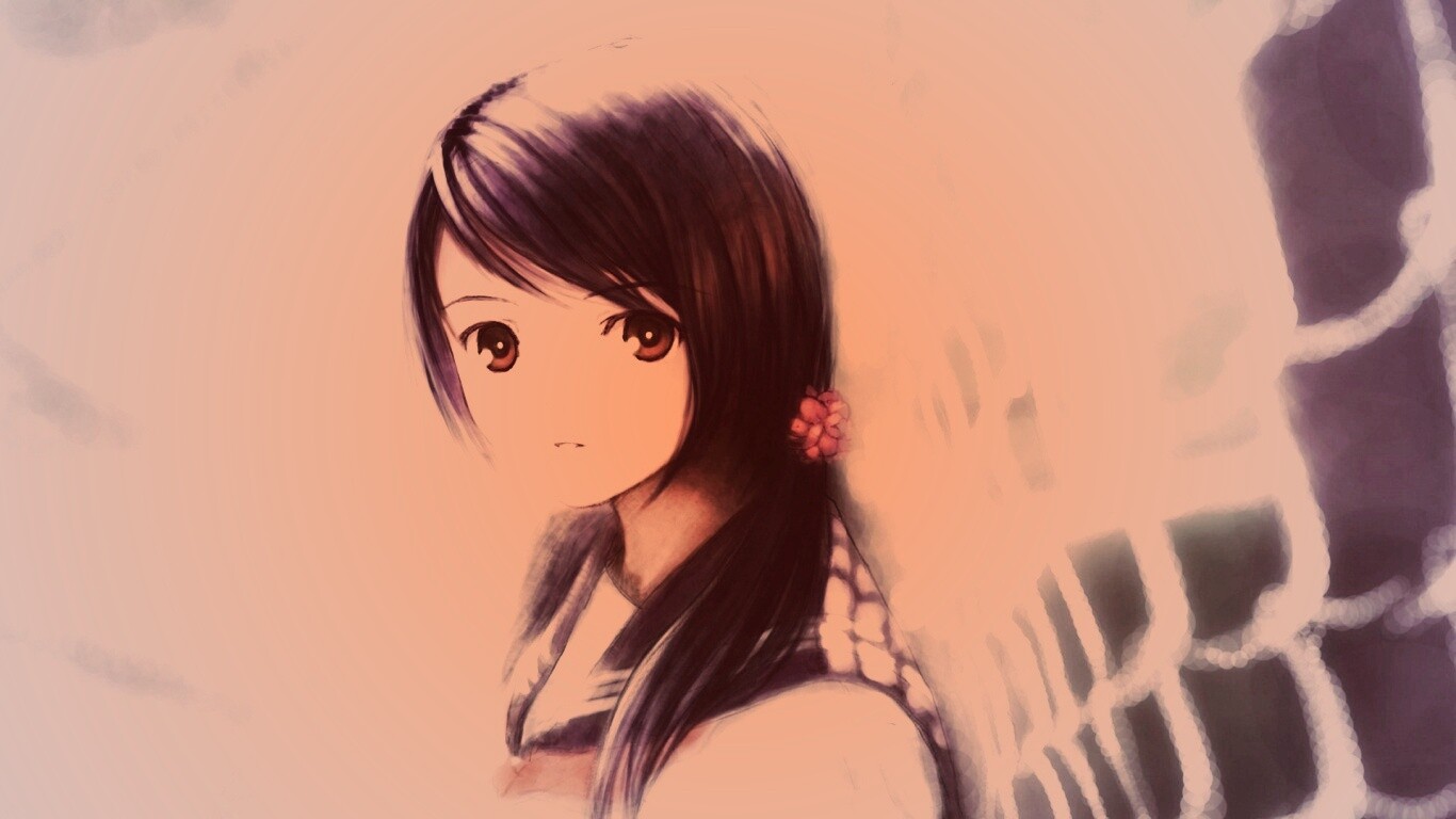 Девочка у сетчатого забора обои