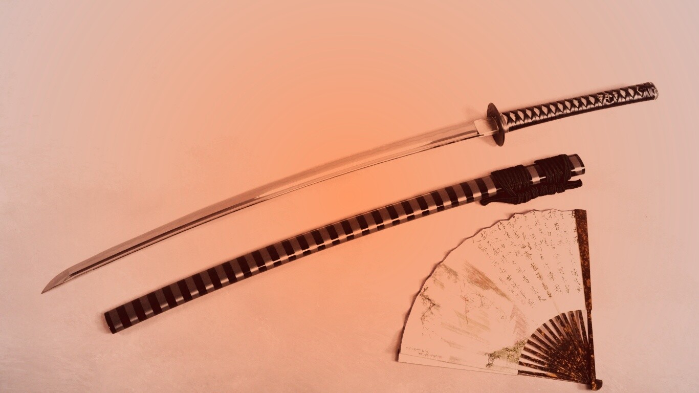Катана и веер обои