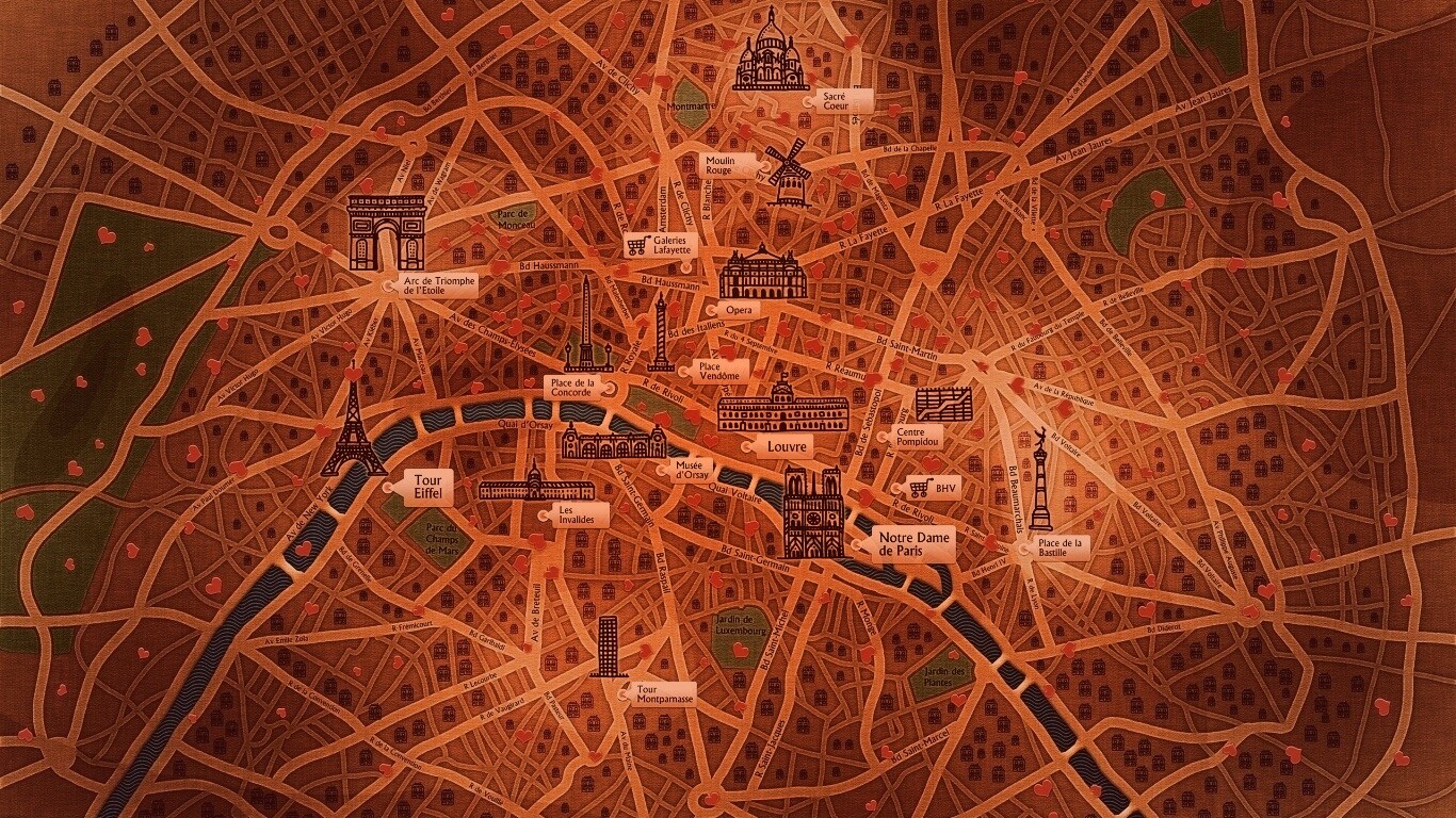 Карта Парижа обои