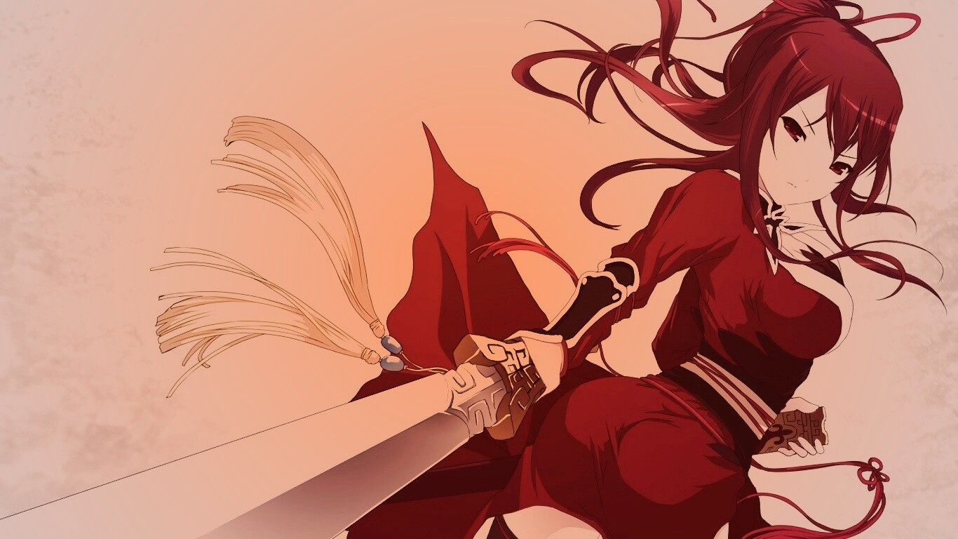 Рыжая девочка с мечем обои