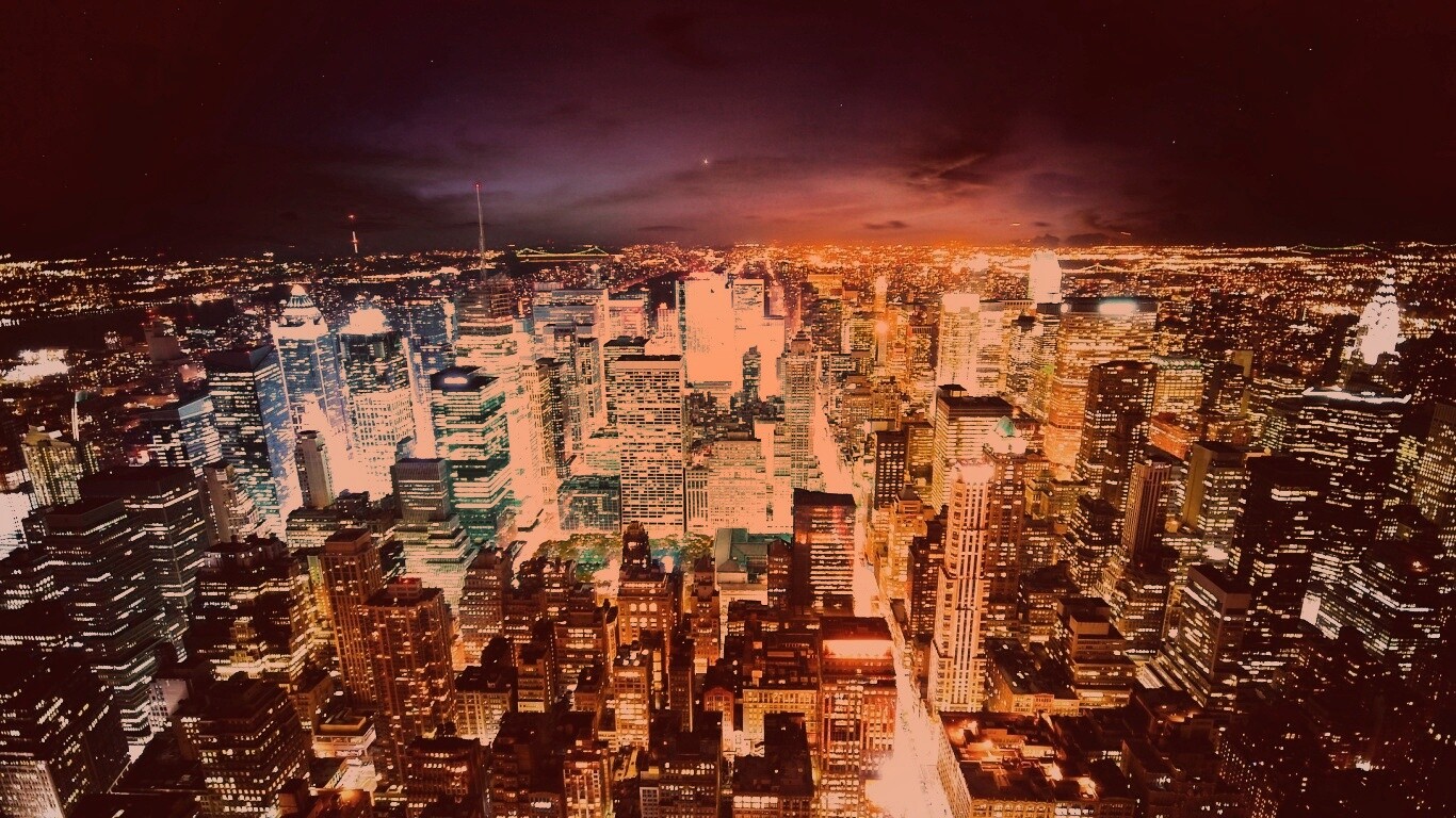 Вид на ночной Нью-Йорк обои