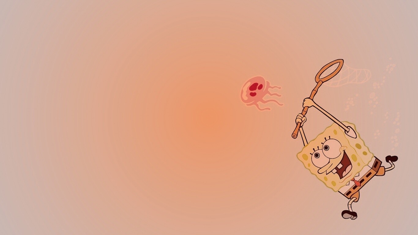 Губка Боб гонится за медузой обои