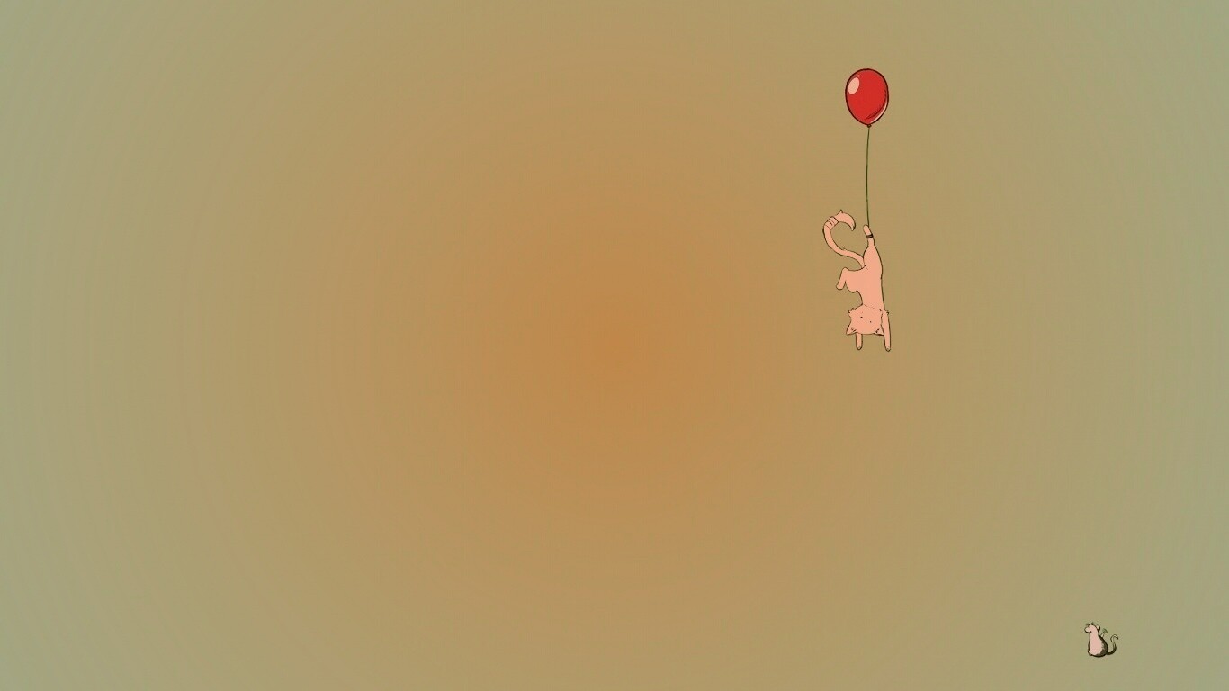 Котэ улетает на шаре обои