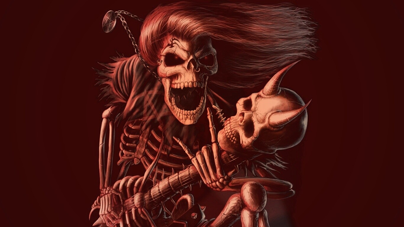 Скелет играет на скелет-гитары обои