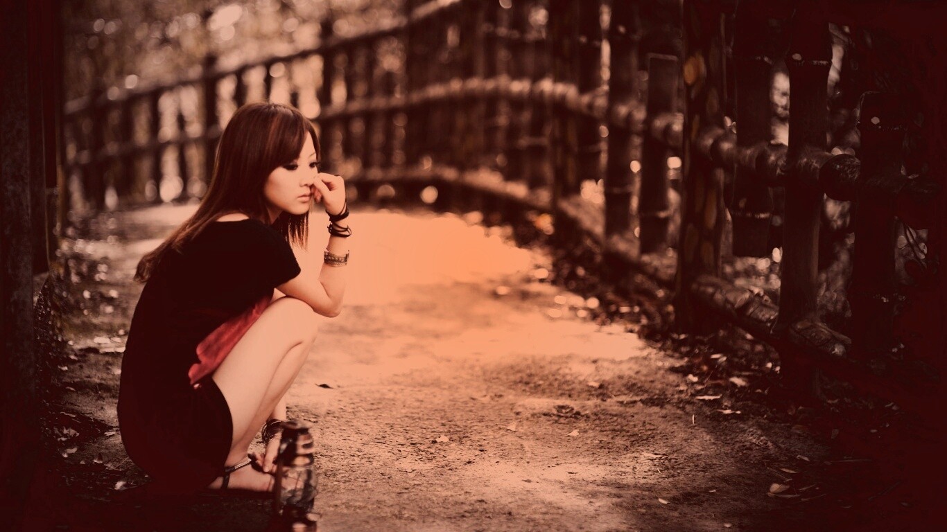 Грустная японская девушка обои