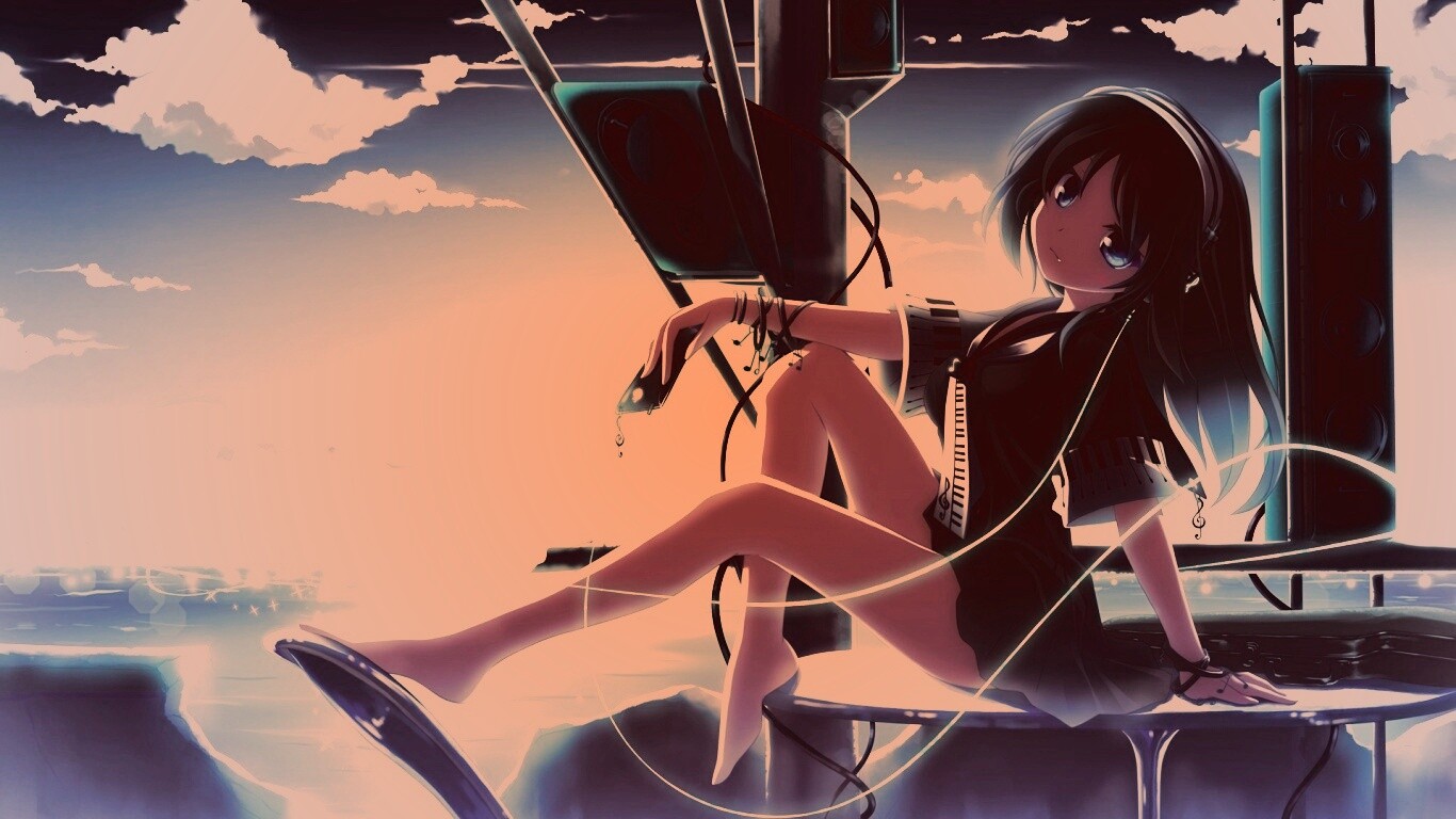 Девочка с плеером обои