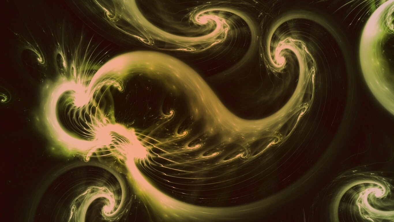 Спиральные абстрактные фракталы зеленого цвета обои