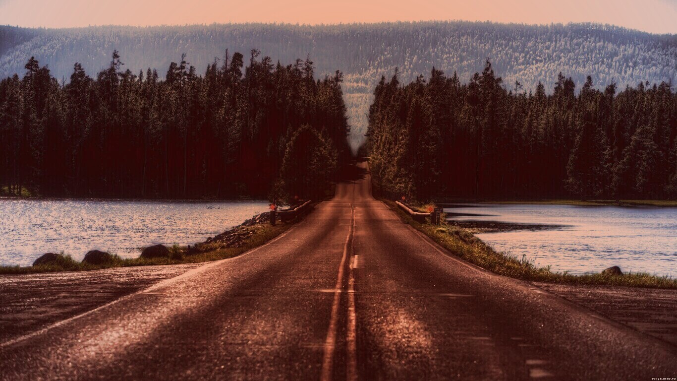 Дорога через озеро обои