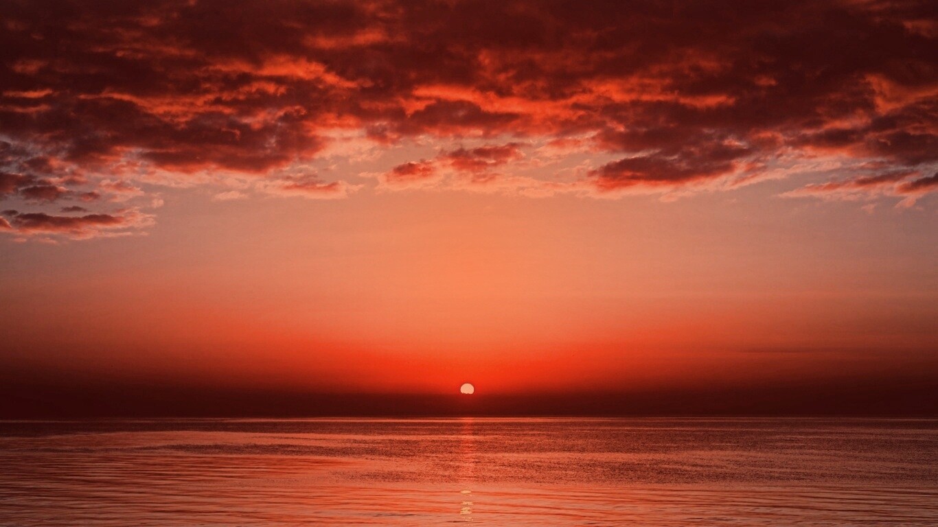 Багровый закат обои