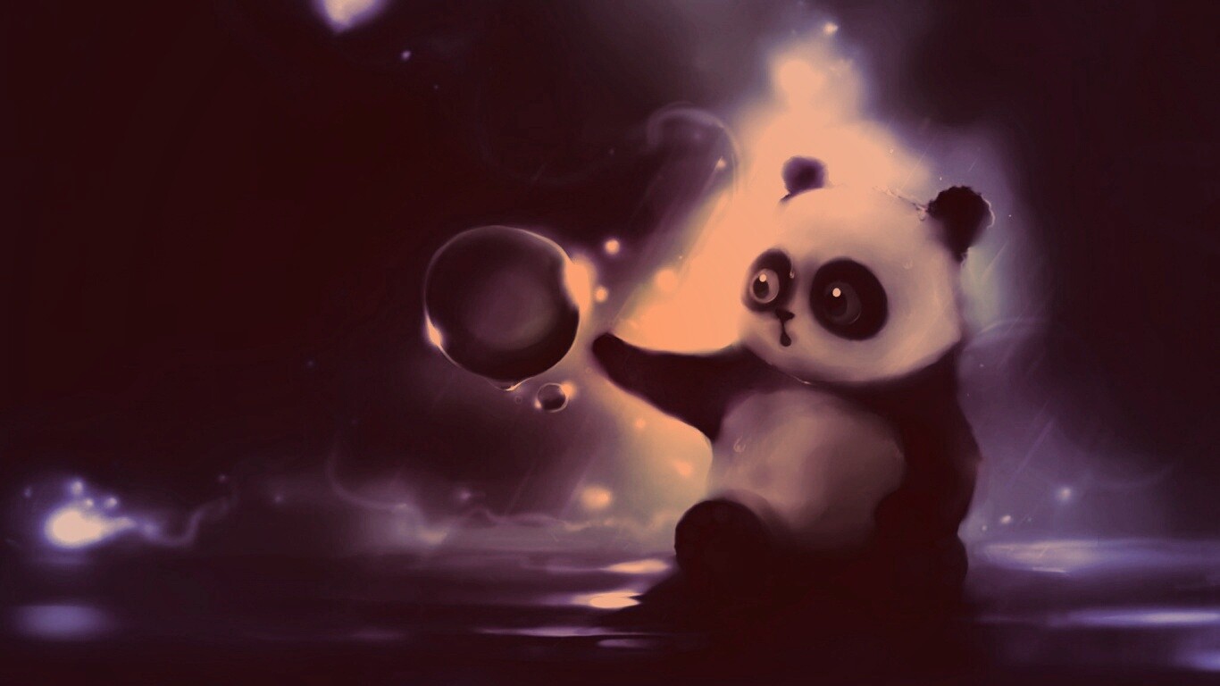 Панда и пузырек обои