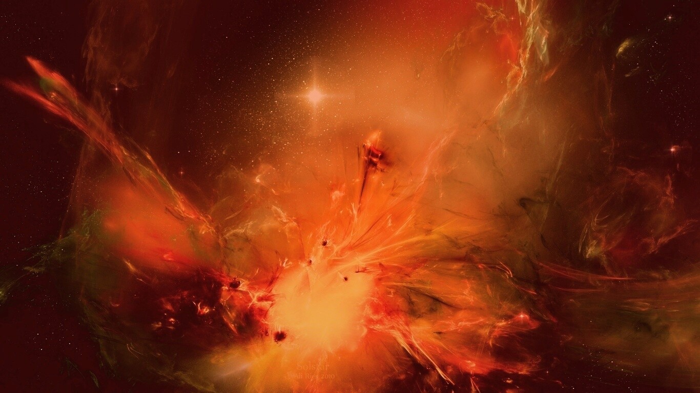 Туманность в красно-жёлтых тонах обои