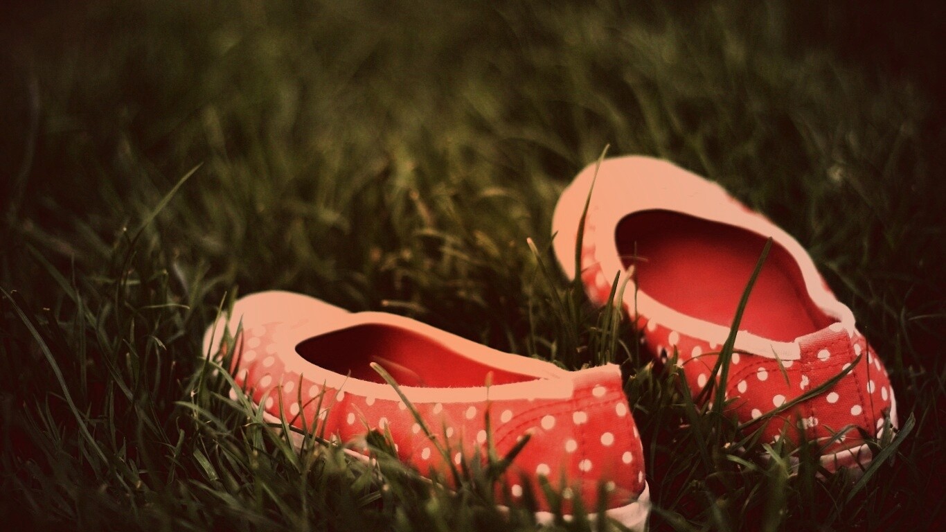 Красные тапки в горошек обои
