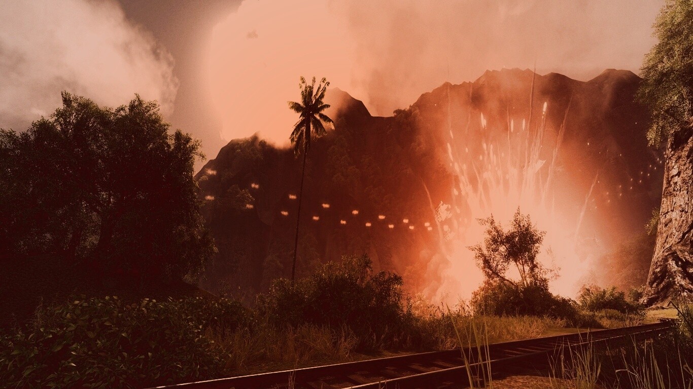 Взрыв в кустах обои