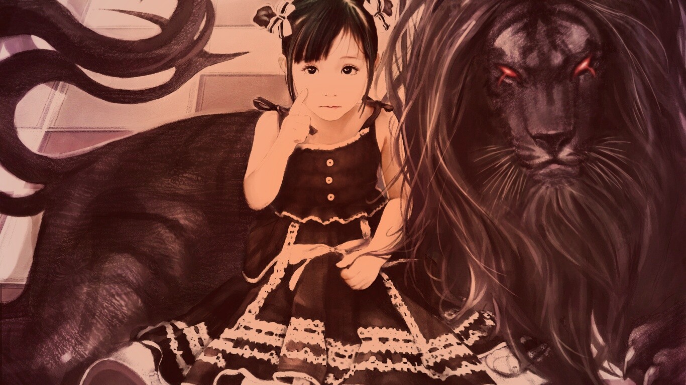 Тёмный лев обои