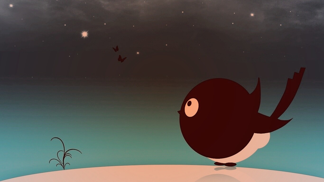 Нарисованная птичка обои