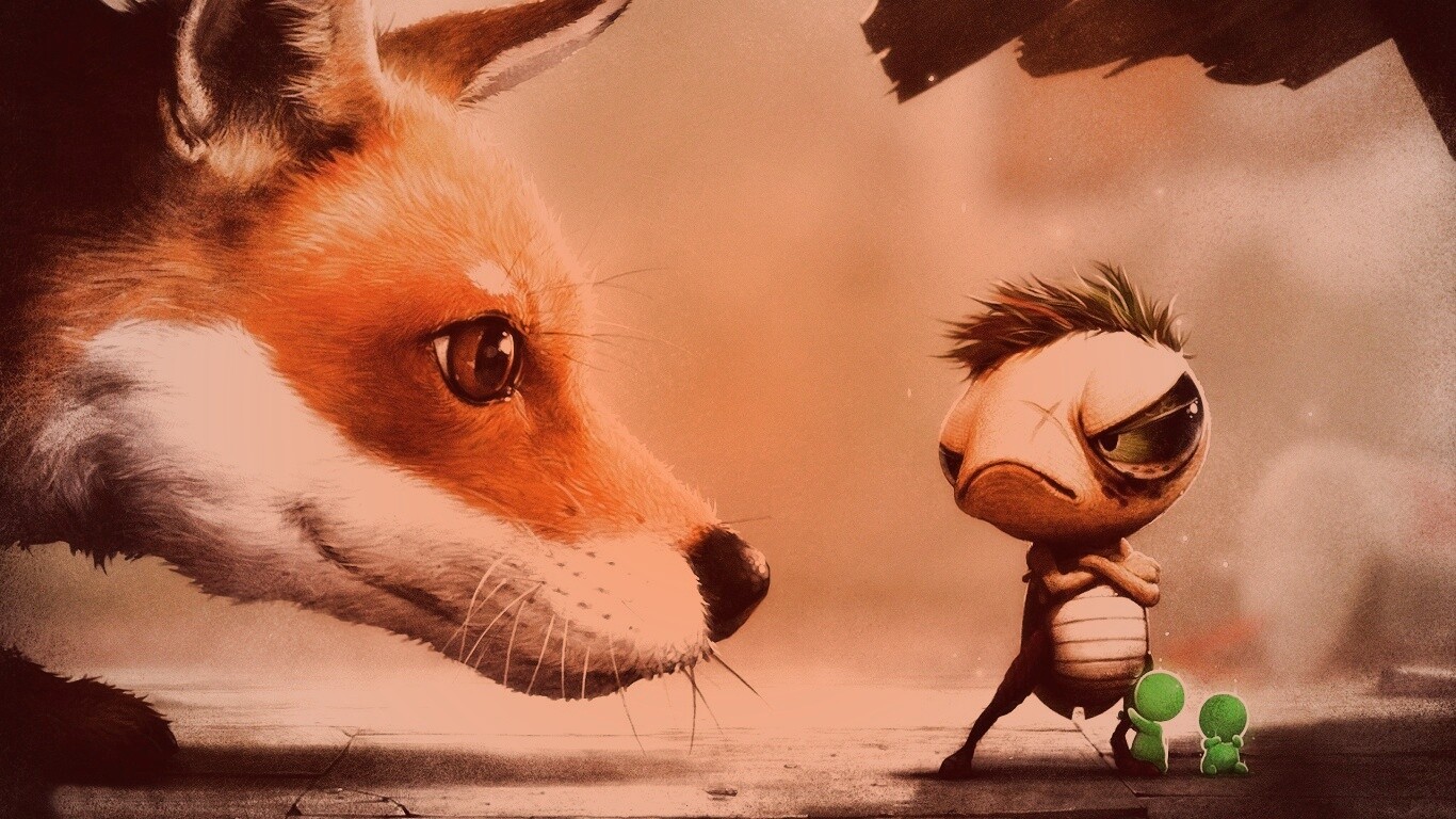 Лиса и жук обои