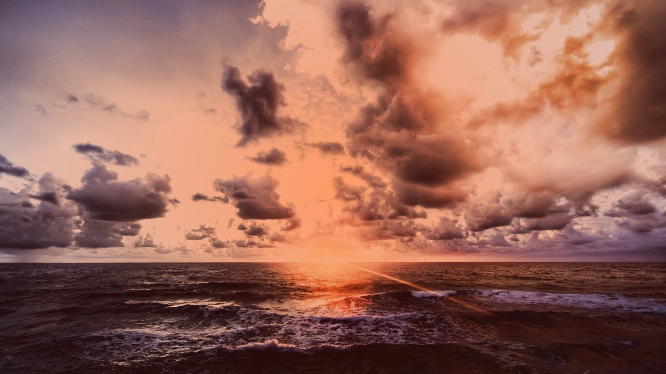 Закат на море обои
