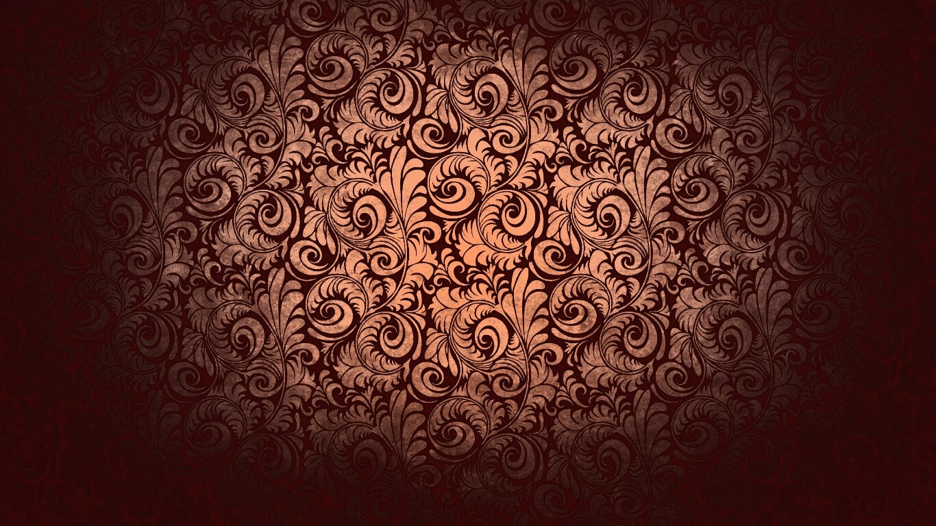 Черный фон с узорами и завитками обои