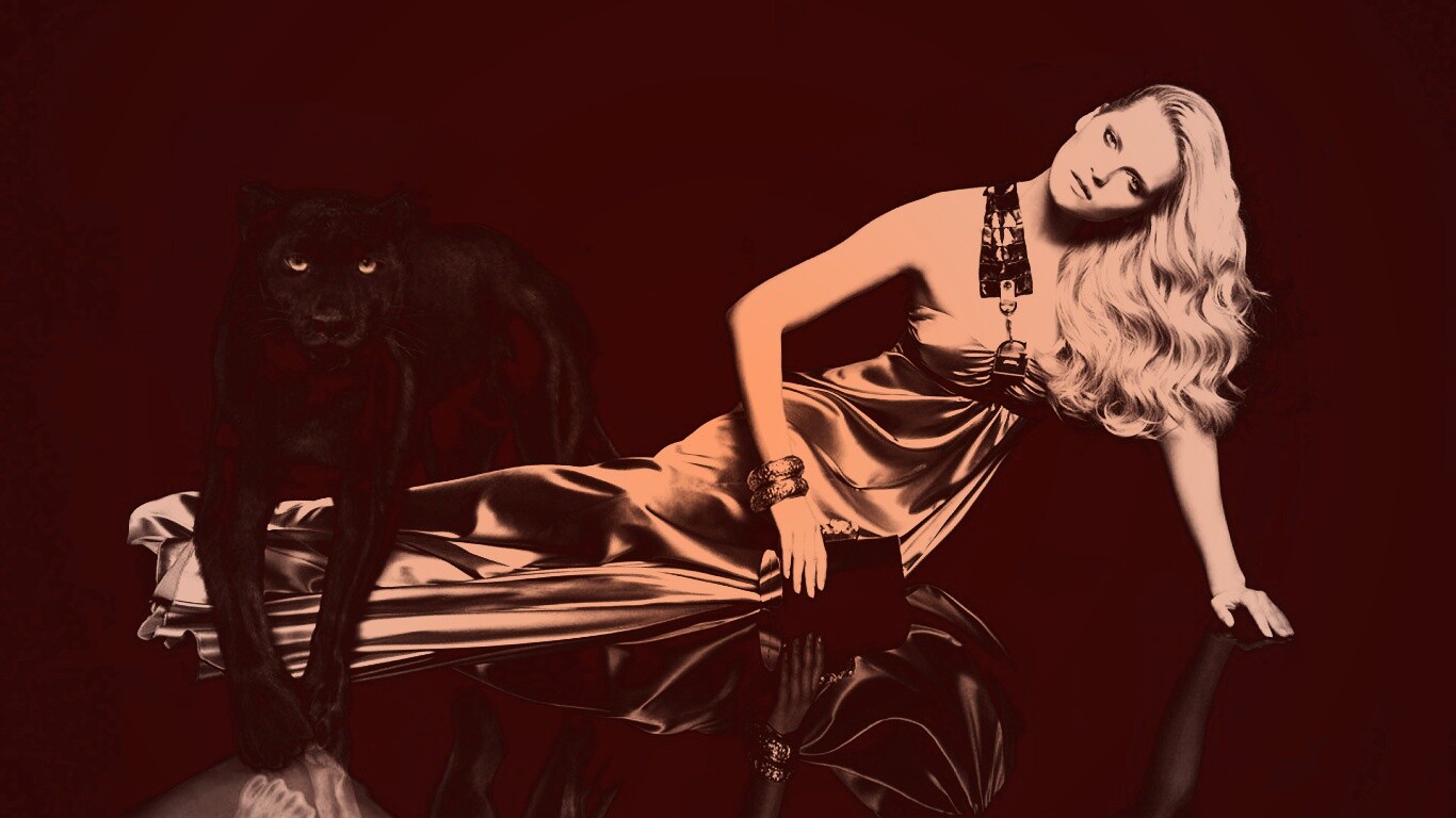 Красотка с пантерой обои