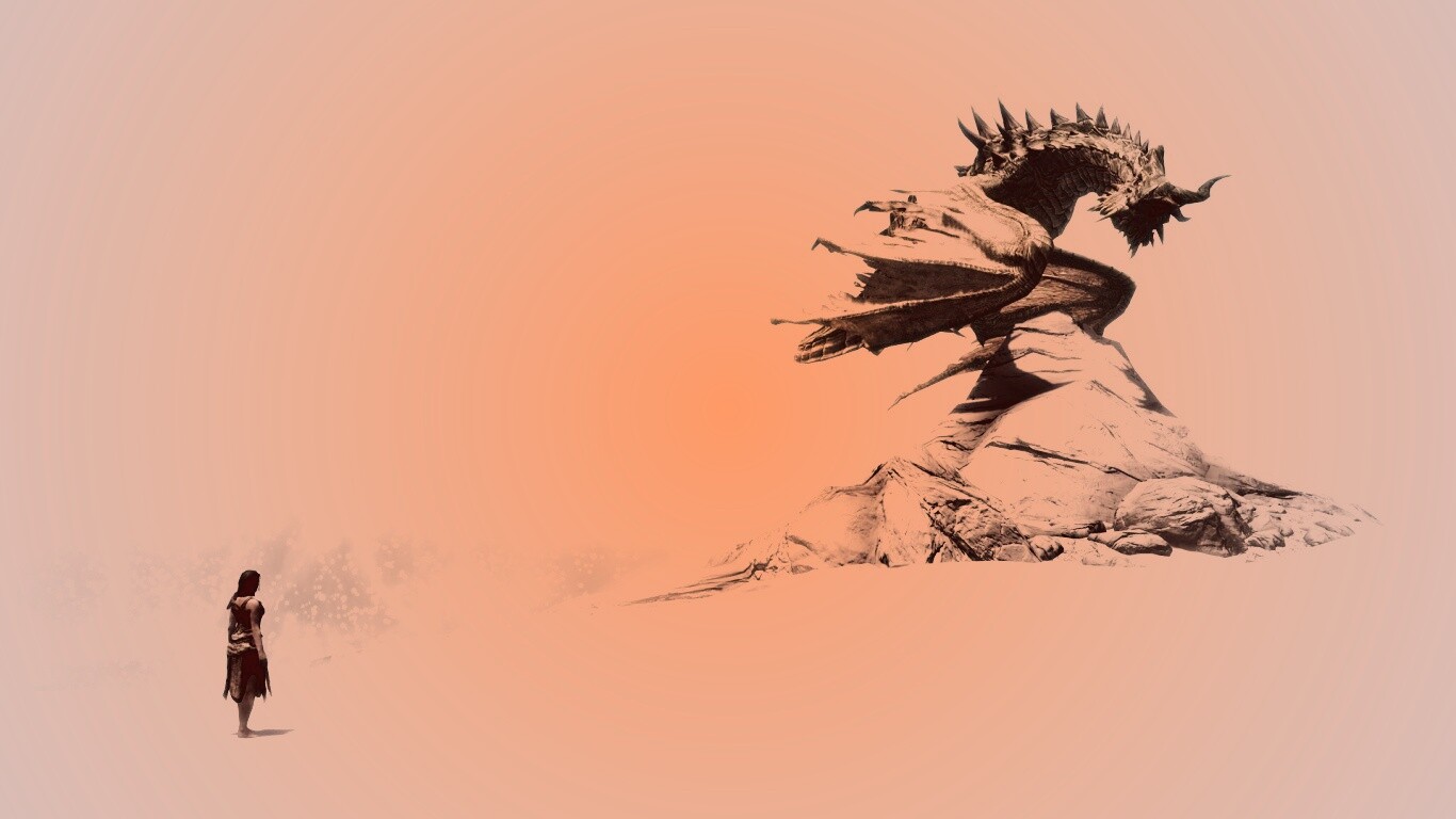 Человек и дракон обои