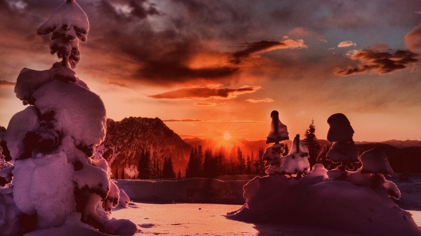 Зимнее солнце обои