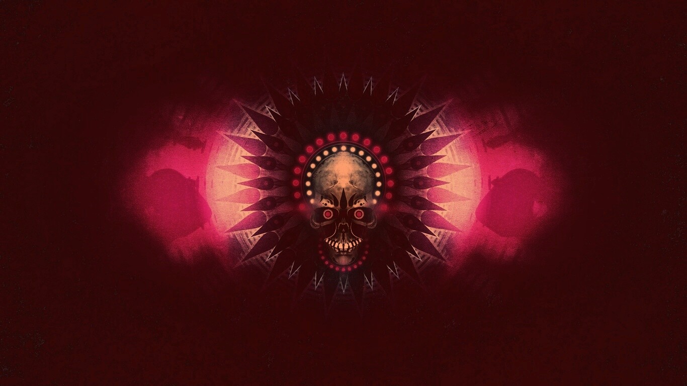 Неоновый череп обои