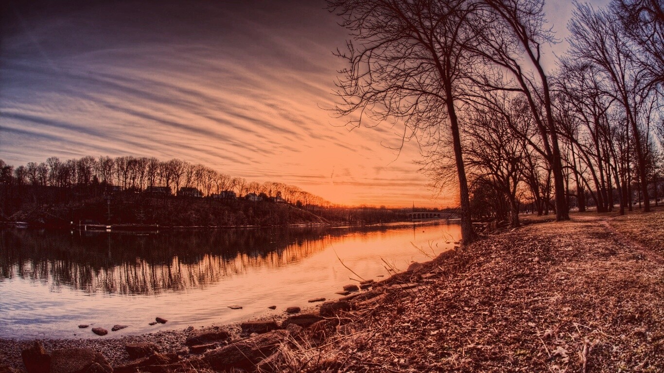 Осенний закат обои