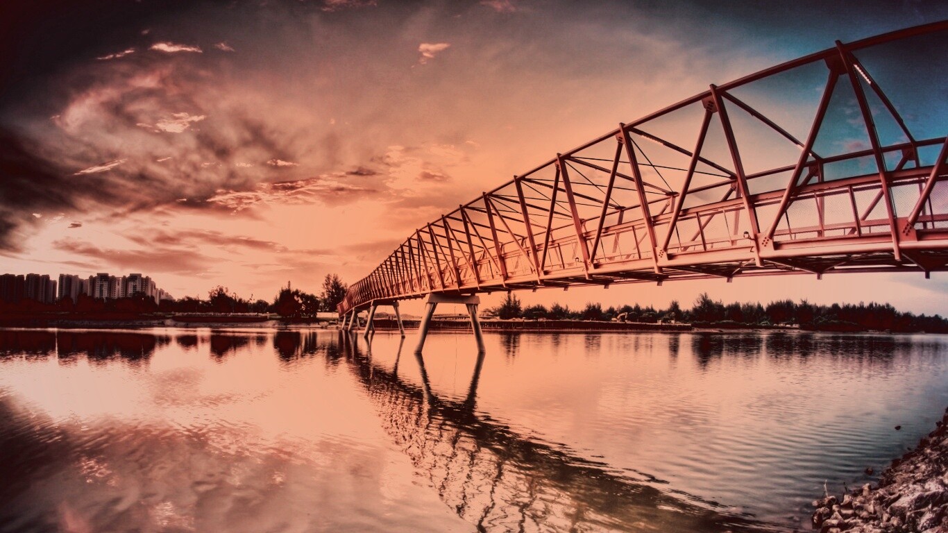 Мост через реку обои