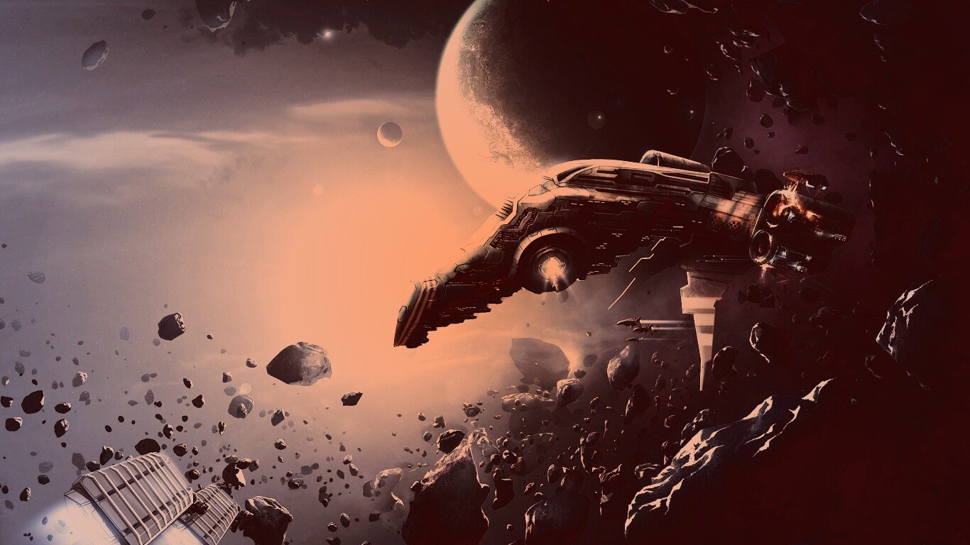 Космические корабли в поясе метеоритов обои