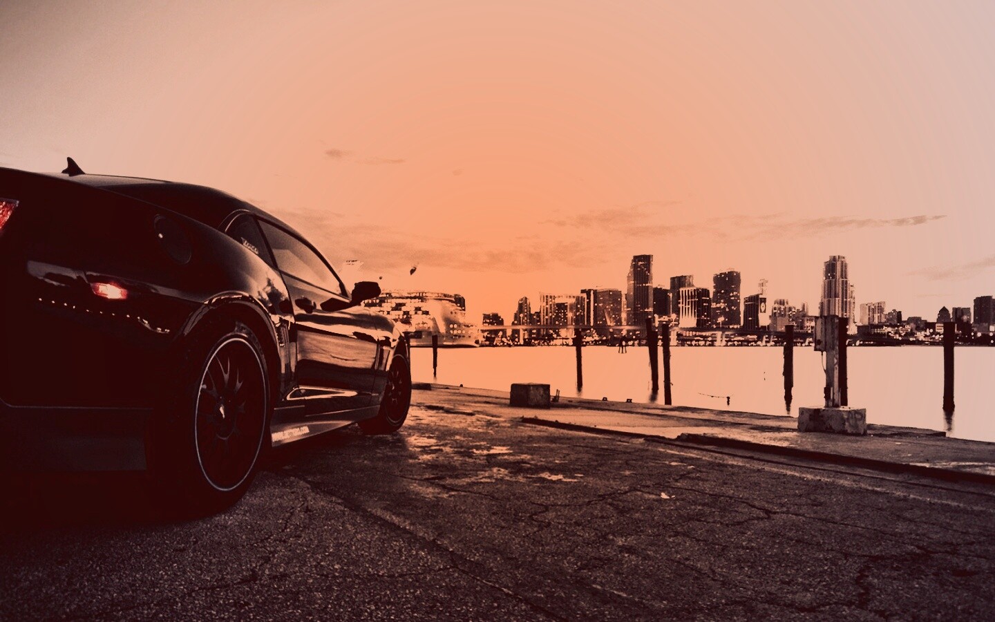 Черный спорткар обои