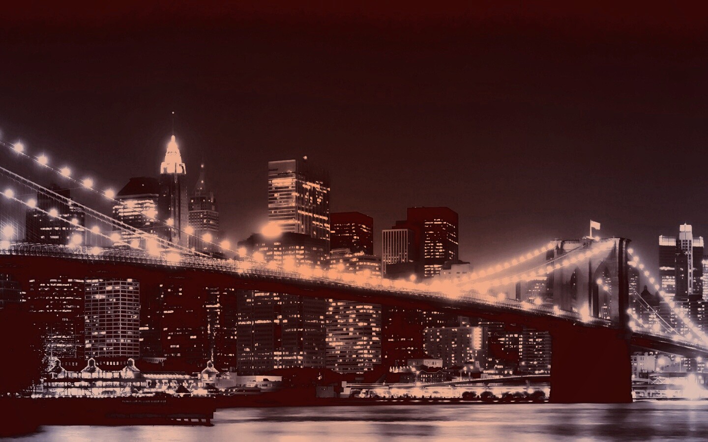 Вид на ночной Нью-Йорк обои