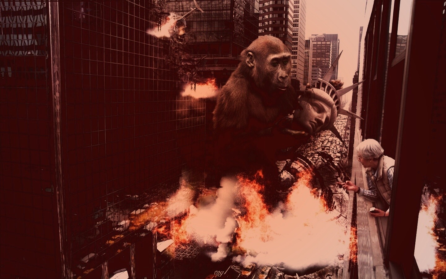 Обезьяна терроизирует Нью-Йорк обои