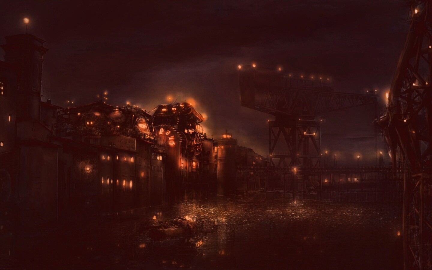 Портовые огни обои