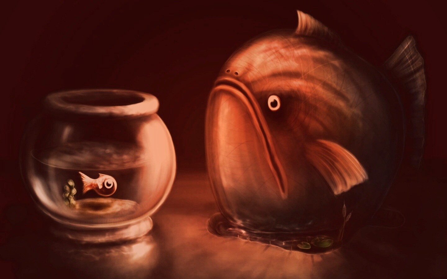 Большая и маленькая рыбки обои