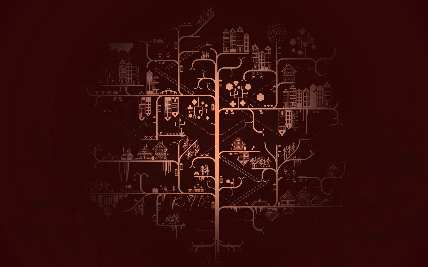 Древовидный город обои