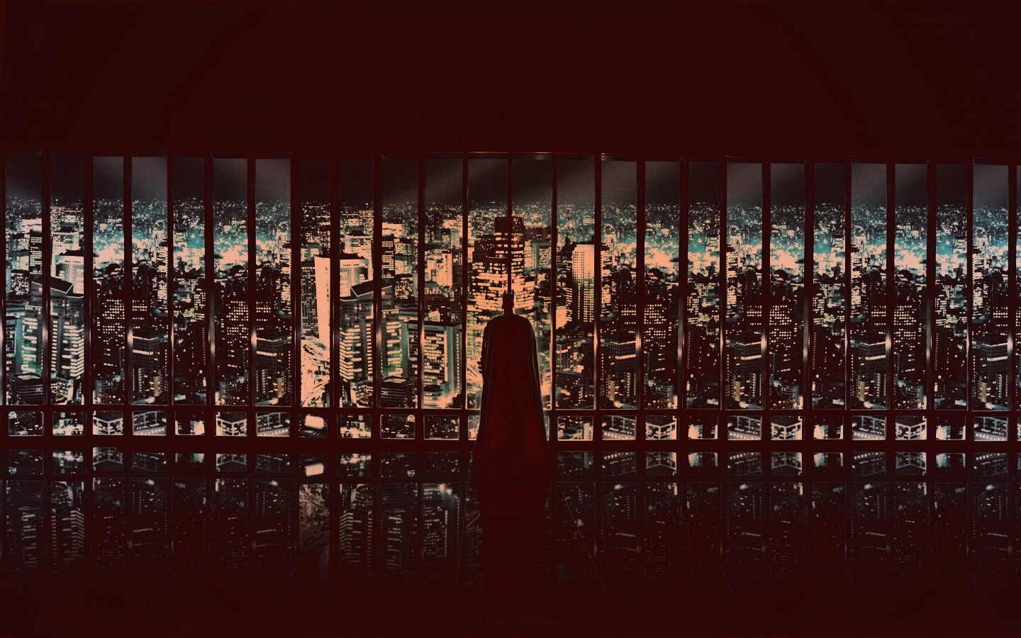 Бэтмен  смотрит на Готем обои