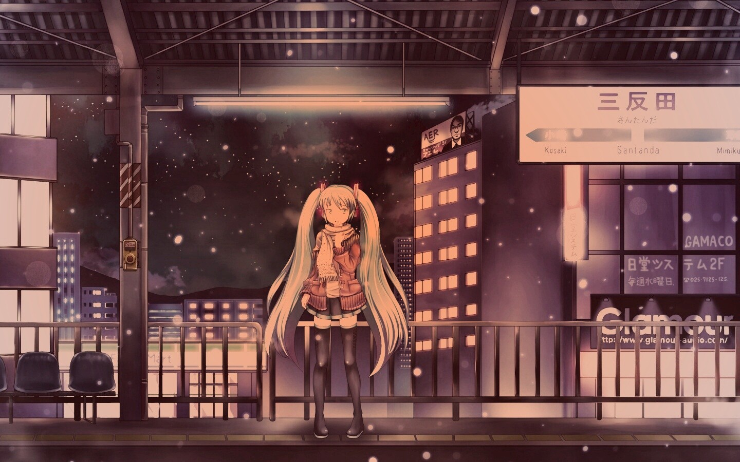 Девочка на остановке обои