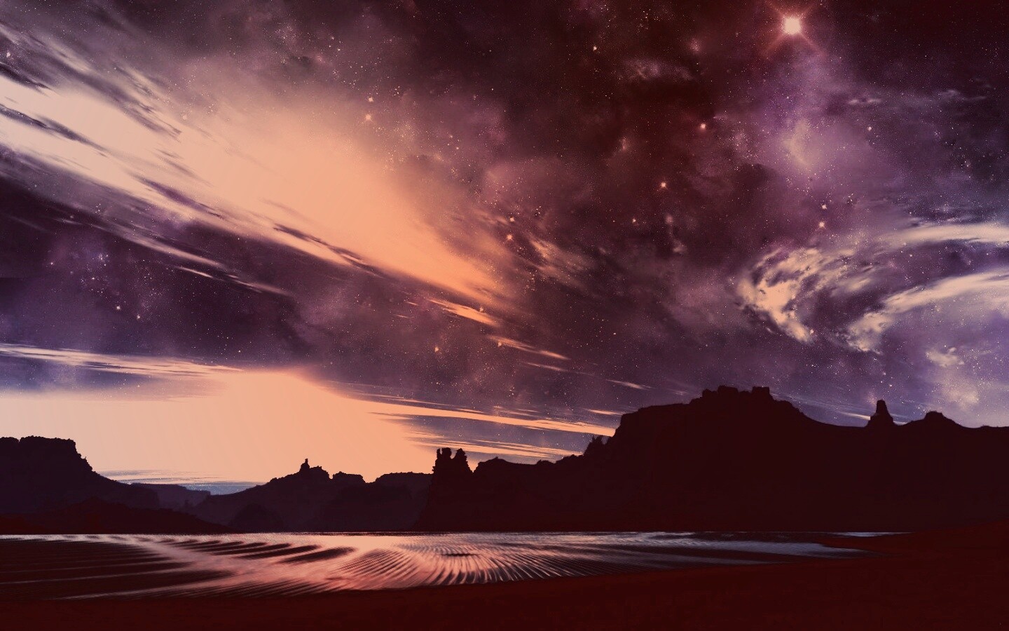 Ночное звездное небо обои